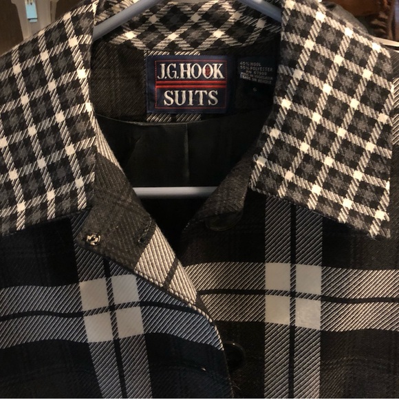 J.G. Hook Suits Sz 6 Gray & White Plaid Wool Blend Jacket - Picture 6 of 6
